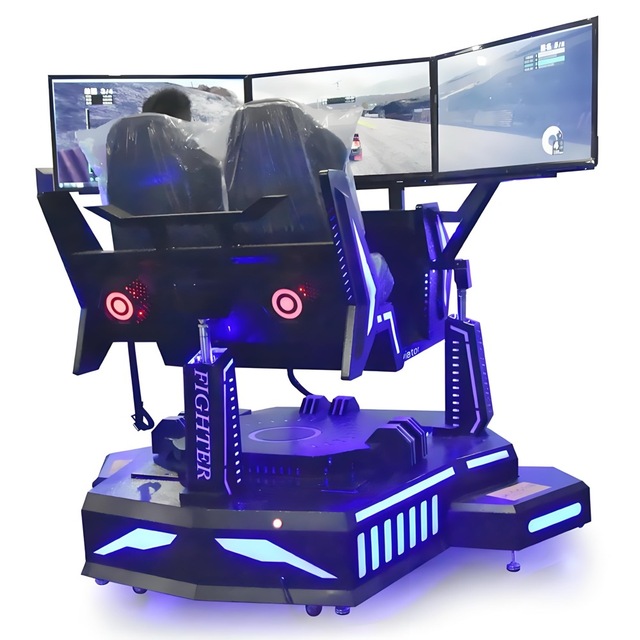 Amusement Coin Machine Three Screen Two Seater 9d Vr Simulator Racing Car Amusement Arcade Racing Car Racing Simulator