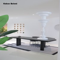 Ensemble de bureau d'étude contemporain en bois massif noir, table de forme unique pour la maison, le mobilier et le salon de villa