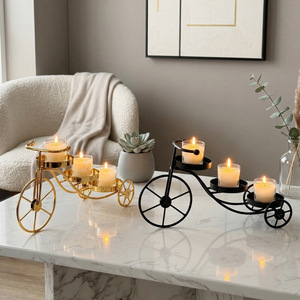 Iron Bicycle Candle Holder Set For Home Decoration Nordic Style Romantic Table Centerpiece With Three Candles - Product Image 1