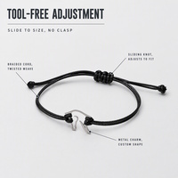 Bracelet minimaliste imperméable à l'eau, à la mode, avec breloque, tressé, réglable, fait main, en corde cirée tressée