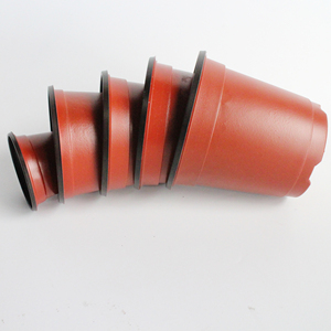 Pot de fleurs en plastique souple bicolore terre cuite et noir de 120 mm, disponible en différentes tailles - Product Image 1