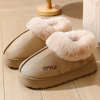 Bottes de neige en daim pelucheux écologiques, épaisses, chaudes, antidérapantes en EVA, à bout fourré, motif uni, pour femmes et hommes, intérieur, printemps, automne, hiver