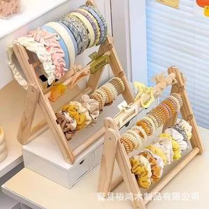 Support de rangement pour accessoires capillaires en bois, 3 niveaux, présentoir de bureau pour bandeaux, élastiques à cheveux, organisateur de bijoux - Product Image 2