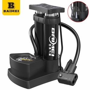 BAIMEI 120psi High Pressure Bicycle Tire <strong>Pump</strong> Portable Floor Air <strong>Pump</strong> with Gauge and Mini Foot <strong>Pedal</strong> - Product Image 1