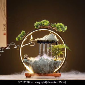 風水噴水ポンプ風噴水LEDライトセラミック装飾中国禅スタイル - Product Image 5