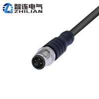 Connecteur M12 3 broches coudé droit 1 mètre IP67 étanche, boîtier en laiton nickelé, contacts plaqués or, verrouillage par vis, femelle-mâle