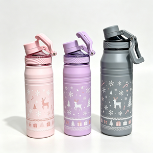 Bicchiere da Auto in Acciaio Inox a Doppia Parete con Manico, Isolato Sottovuoto, per Viaggi, 600ml 800ml, Buon Natale - Product Image 1
