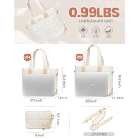 Sac fourre-tout matelassé en nylon personnalisé avec broderie, grand format, pour ordinateur portable 15,6 pouces, sac à main léger pour le travail, sac à main pour les voyages, la salle de sport, le week-end, pour femmes