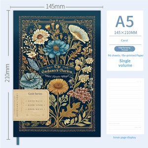 สมุดโน้ตปกแข็งเคลือบทอง A5 ซีรีส์ Secret Flower Language กระดาษพิมพ์ลายทองวินเทจ หนา ของขวัญสำหรับนักเรียน - Product Image 6