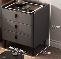 Table de chevet intelligente en bois massif 2025 avec serrure avancée et 2 tiroirs, style moderne et luxueux pour chambre d'appartement