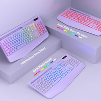 Combo clavier et souris sans fil 2.4G, ergonomique, silencieux, rétroéclairé RGB, boutons multimédias rechargeables, support pour tablette et téléphone, 1600 DPI USB