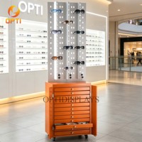 Expositor Giratorio para Gafas de Sol con Múltiples Cajones de Almacenamiento, Expositor Vertical para Gafas con Base con Ruedas