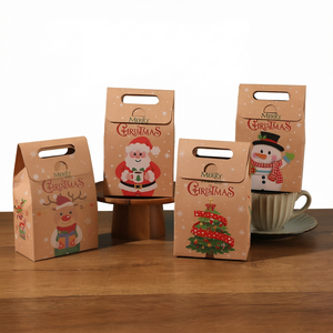 <b>Christmas</b> Kraft Paper Gift <b>Box</b> Cartoon Snowman Reindeer Tree Rectangular Candy Packaging Folder - Product Image 1