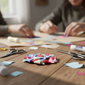 Cuori in tessuto Ilan 2 cm 30 pezzi colore blu per decorazioni artigianali - Product Image 3