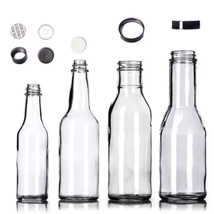 Botellas de vidrio para salsa de <span class=keywords><strong>Chile</strong></span>, 5 oz,10oz,12 oz Botellas de salsa de barbacoa de vidrio transparente Woozy con tapas negras - Product Image 3