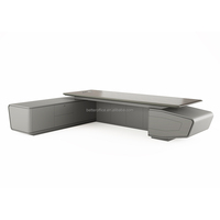 Bureau de direction moderne de luxe en placage de bois avec gestion intégrée des câbles pour bureau de PDG