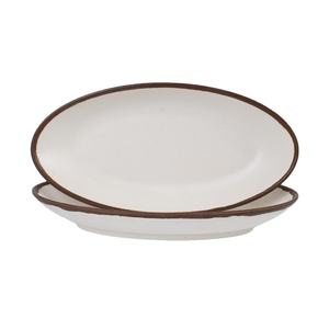 Assiettes ovales en mélamine de 10,6 pouces à grand rebord pour restaurant, prix de gros abordable - Product Image 1