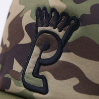 Gorra Trucker de Camuflaje Verde de Cinco Paneles con Espuma Estructurada y Logotipo Bordado Personalizado, Venta al Por Mayor del Fabricante