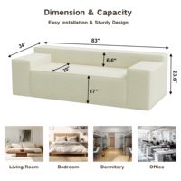 Canapé modulaire compressé pour salon moderne, 3 ensembles, noir, meubles compressés personnalisés