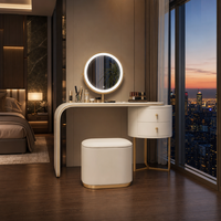 Ensemble de coiffeuse moderne de luxe convertible en bois de chêne, meubles pour chambre d'hôtel et salon, table de maquillage en panneau MDF avec miroir éclairé
