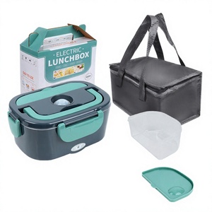 <b>Electric</b> Heated Lunch Box Portable <b>Food</b> <b>Warmer</b> With Built In Cutlery Storage 304 Stainless Steel Inner Container - Product Image 1