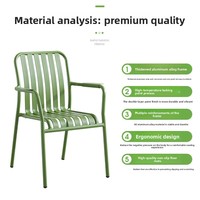 Ensemble de jardin en alliage d'aluminium vert matcha, table à manger imperméable, chaise en métal pour balcon, villa, cour, salon de thé, café