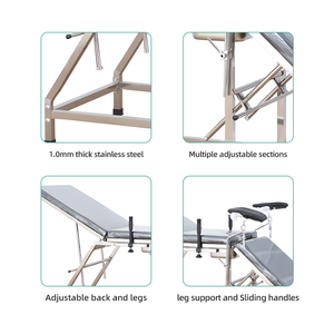 Cama de Partos Ginecológica y Obstétrica de Acero Inoxidable para Hospital, Ajustable en Altura, con 4 Patas y Colchón - Product Image 4