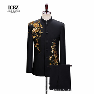 <span class=keywords><strong>Costume</strong></span> de Mariage <span class=keywords><strong>Homme</strong></span> de Haute Qualité, <span class=keywords><strong>Veste</strong></span> de <span class=keywords><strong>Costume</strong></span> Décontractée Style Chinois Moderne, <span class=keywords><strong>Veste</strong></span> de <span class=keywords><strong>Costume</strong></span> Zhongshan Noire, Boutonnage Simple pour Hommes - Product Image 4