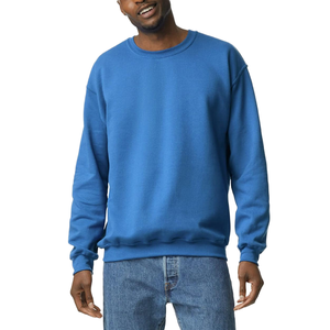 Men's Crew Neck Fleece Sweatshirt Solid Color Regular Fit 100% Polyester Pullover Casual Winter Wear 2 Pcs - Product Image 1