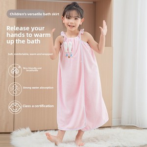 Children's Cute Cartoon Bath <b>Towel</b> Coral Fleece Bath Skirt Thick Household <b>Wrapped</b> Bathrobe - Product Image 5