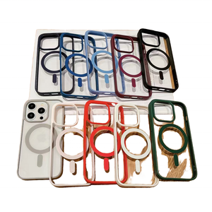Étui de téléphone magnétique sans fil antichoc en acrylique coloré de luxe avec support pour appareil photo pour iPhone 16 16E 15 14 13 12 Mini - Product Image 1