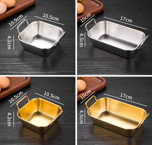 Bol carré en acier inoxydable à large bord, or, argent, carré, rectangle, rangement facile, récipient de service alimentaire pour restaurant, traiteur - Product Image 4