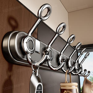 ตะขอแขวนผนังแบบสุญญากาศ แข็งแรง ทนทาน 6 ตะขอ รูปทรงสี่เหลี่ยมผืนผ้า ป้องกันสนิม สำหรับแขวนเสื้อผ้าในทางเข้า สี Gunpowder - Product Image 5