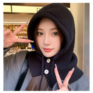 Cappello con passamontagna con bottone invernale e marmitta per protezione contro il freddo - Product Image 1