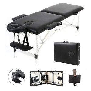 Zweiteilige Klappbare Aluminium-Massageliege Schwarz Salon Faltbare Schönheitspflege Höhenverstellbar Rückenlehne+Beine Leichtgewicht - Product Image 2