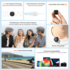 Micrófono de Solapa Inalámbrico Mini Multicolor, Micrófono Híbrido de Forma Redonda y Cuadrada con Reducción de Ruido AI para Grabación de Videos de <span class=keywords><strong>YouTube</strong></span> y TikTok - Product Image 6