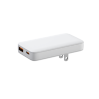 Chargeur mural rapide 65W ultra-fin GaN ignifuge à double port A+C PD3.0 QC3.0 avec prise pliable pour ordinateur portable, téléphone portable et appareil photo