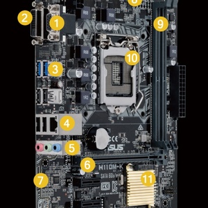 เมนบอร์ดใหม่ Asus สีดำสำหรับเล่นเกม H110M-K เมนบอร์ด LGA 1151ซ็อกเก็ต (core I7/core I5/core I3/) สำหรับเดสก์ท็อปสำหรับเล่นเกม - Product Image 4