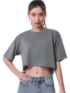 Top Atlético recortado sólido de <span class=keywords><strong>manga</strong></span> <span class=keywords><strong>corta</strong></span> para <span class=keywords><strong>mujer</strong></span>, <span class=keywords><strong>camisetas</strong></span> informales de entrenamiento de <span class=keywords><strong>cuello</strong></span> redondo para Yoga, <span class=keywords><strong>camisetas</strong></span> cortas de algodón de gran tamaño - Product Image 3