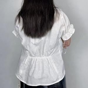 Blusas Casuales para Mujer, Nueva Moda, Manga Corta, con Volantes, de Lino y Algodón, Estampada, Camisa de Verano, Top con Logotipo Bordado, para Oficina y Ocasiones Especiales - Product Image 4