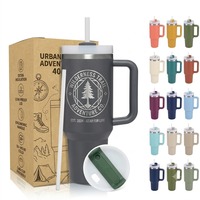 Vaso Térmico de Viaje de 40 oz con Asa Cómoda, Pajita de Plástico y Aislamiento al Vacío de Acero Inoxidable