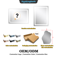 Miroir intelligent LED au design moderne, 50x70cm, rectangulaire, en verre trempé, miroir de salle de bain LED, commande tactile, réglable en 3 couleurs, pour hôtel