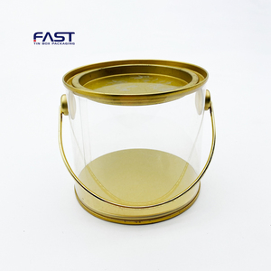 Newest Small Clear PVC Round Cylinder Plastic Tube Packaging Box With Metal Tin Lid And Handle