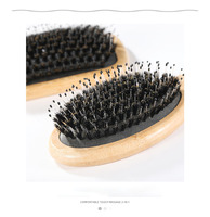 Peigne à cheveux en bois de bambou avec logo personnalisé, respectueux de l'environnement, doux pour bébé, en poils de chèvre, peigne de massage, brosse à cheveux en neem