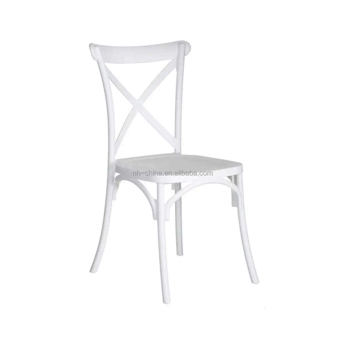 Chaise de salle à manger classique en plastique polypropylène blanc à dossier croisé