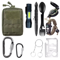 Kit d'outils multifonctionnels de survie EDC 10-en-1 en gros avec sac en tissu Oxford pour le camping, la randonnée et les situations d'urgence