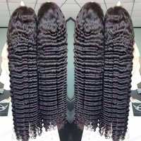 Perruque Deep Wave 100% Cheveux Humains Vierges Brésiliens, Nœuds Blanchis, Ligne de Cheveux Indétectable, Longues Couches, Sans Frisottis, Toucher Soyeux