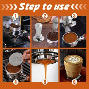 Set da 25 Tamper <span class=keywords><strong>per</strong></span> Caffè Espresso Calibrati da 51/58 mm con Molla, Manico in Alluminio e Base Ondulata in Acciaio Inossidabile - Product Image 6