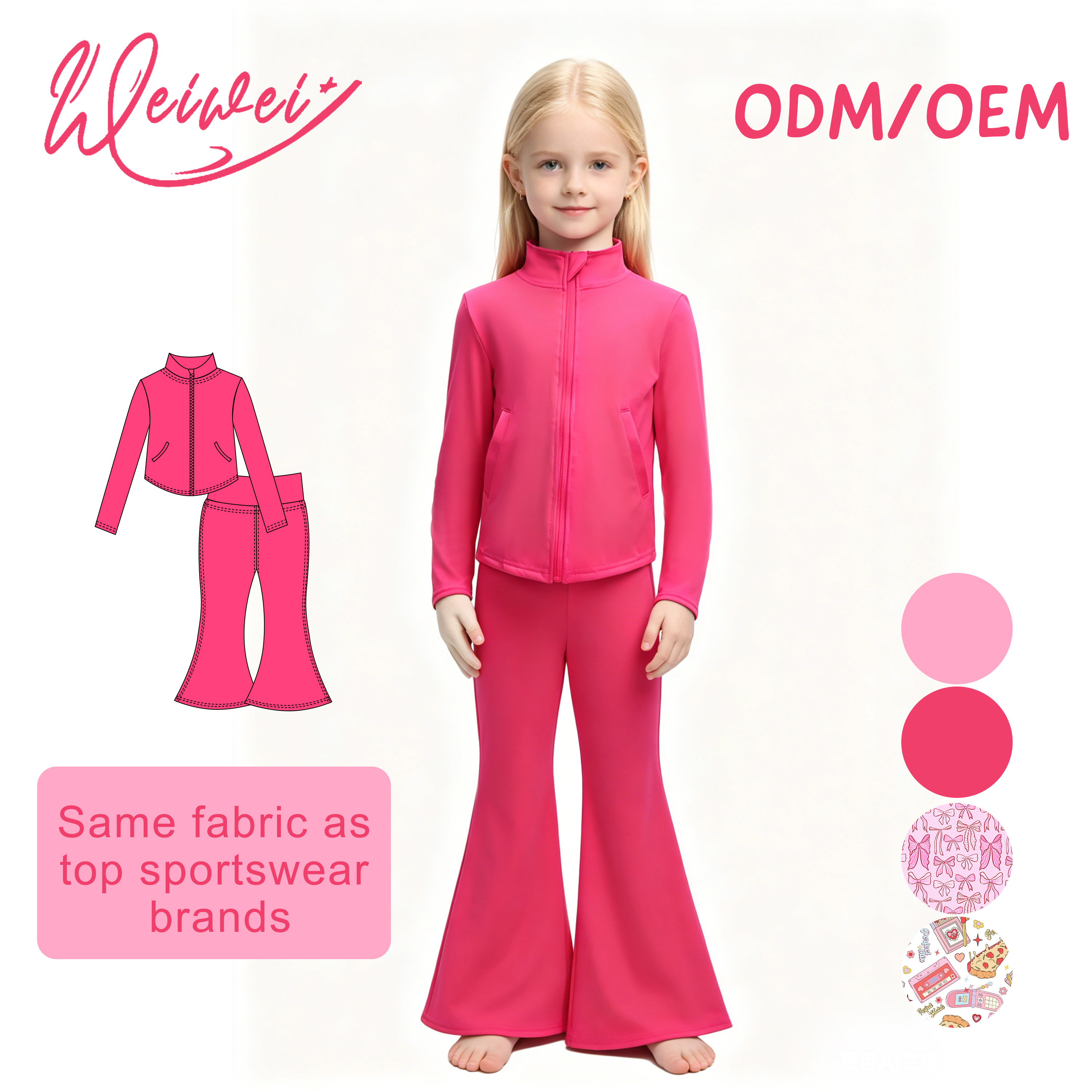 WEIWEI High-End Slim Fit Loungewear Top And Flare Pants Yoga Set For Girls Naked Feel Buttery Soft For School PE Gym Dance