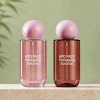 Flacon de parfum vide rechargeable en PET de 100 ml et 150 ml avec bouchon boule rose et pulvérisateur à brume fine, personnalisable avec logo, pour emballage de soins de la peau